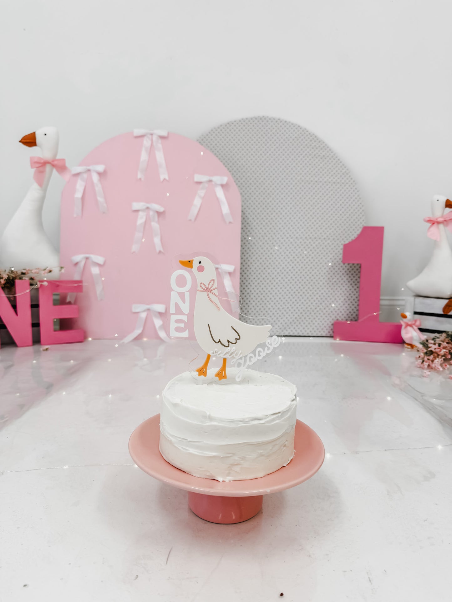 ONE silly goose - bow - Cake Topper