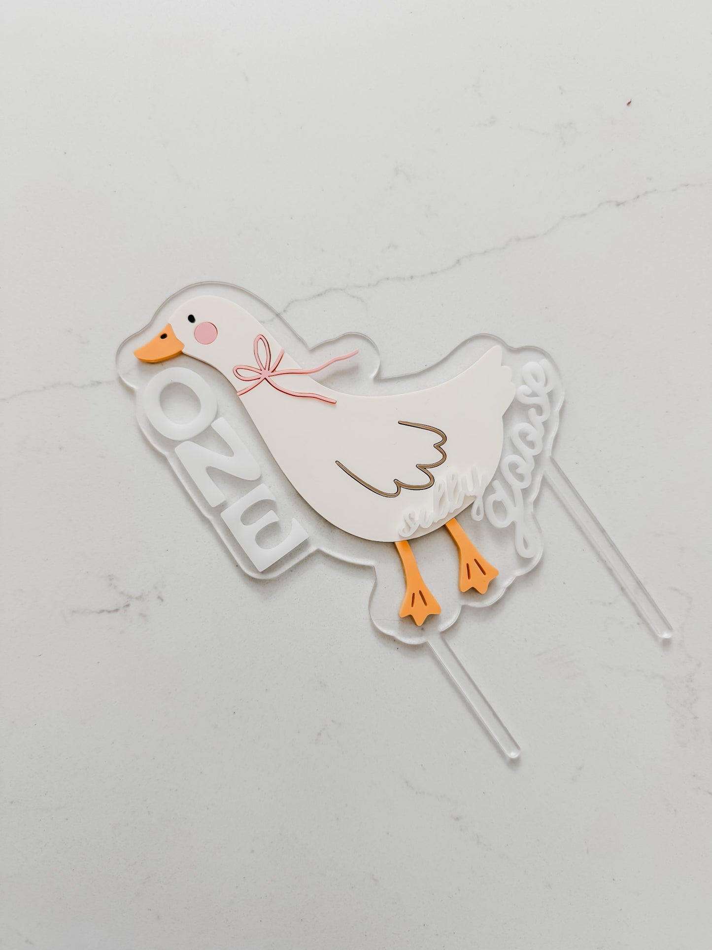 ONE silly goose - bow - Cake Topper