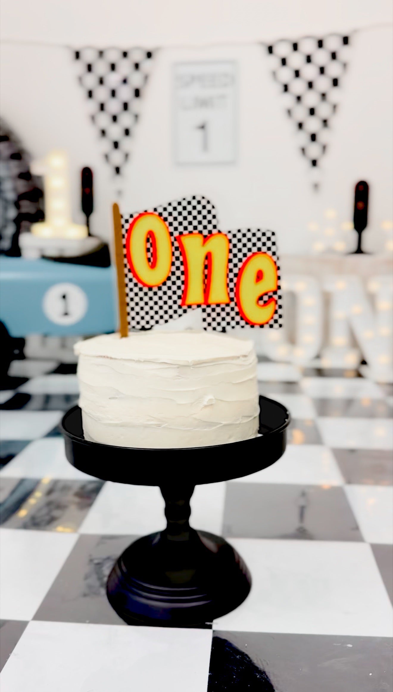 Racing Flag - ONE - Cake Topper