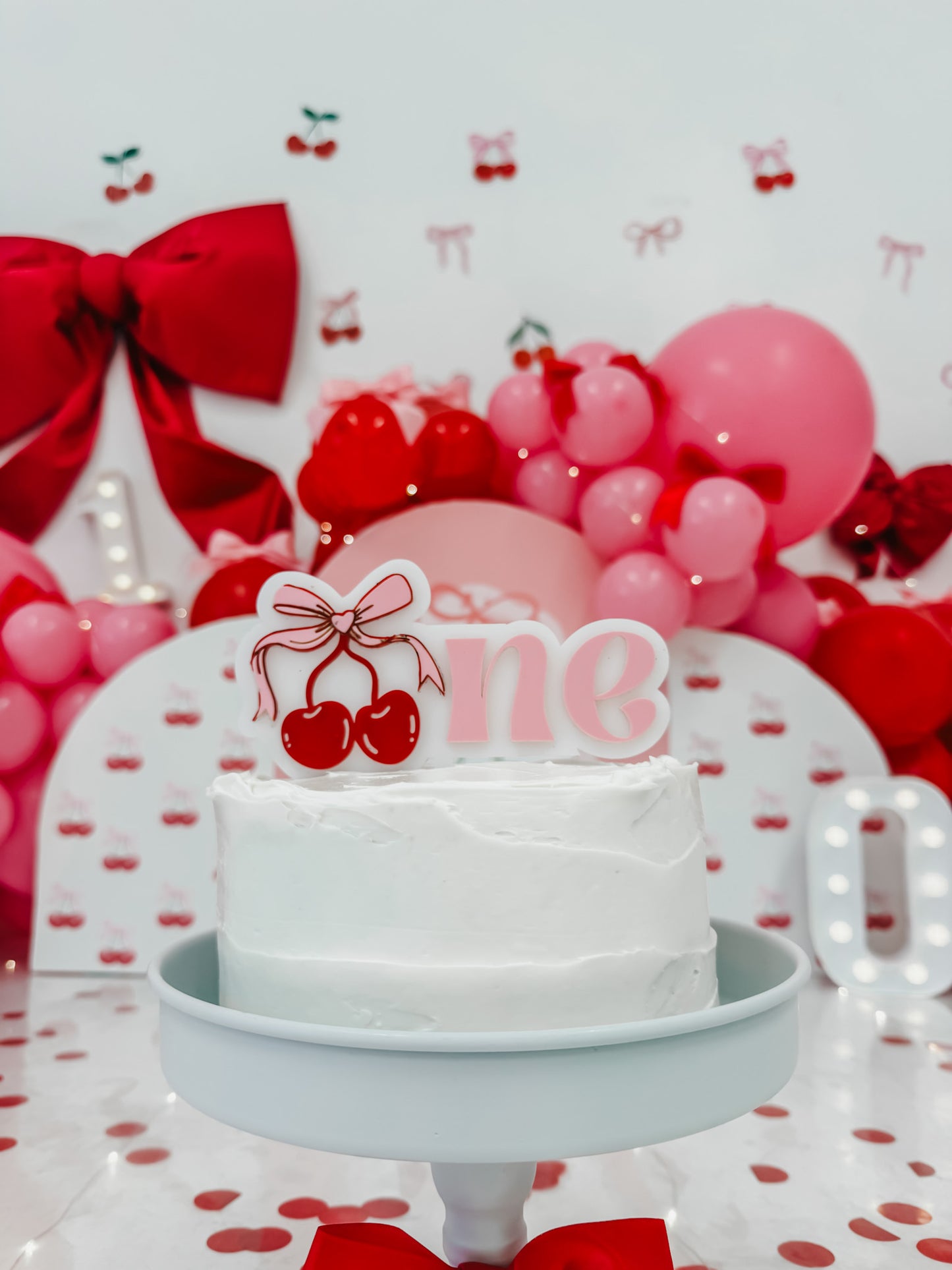 Bow Cherry - One - Cake Topper