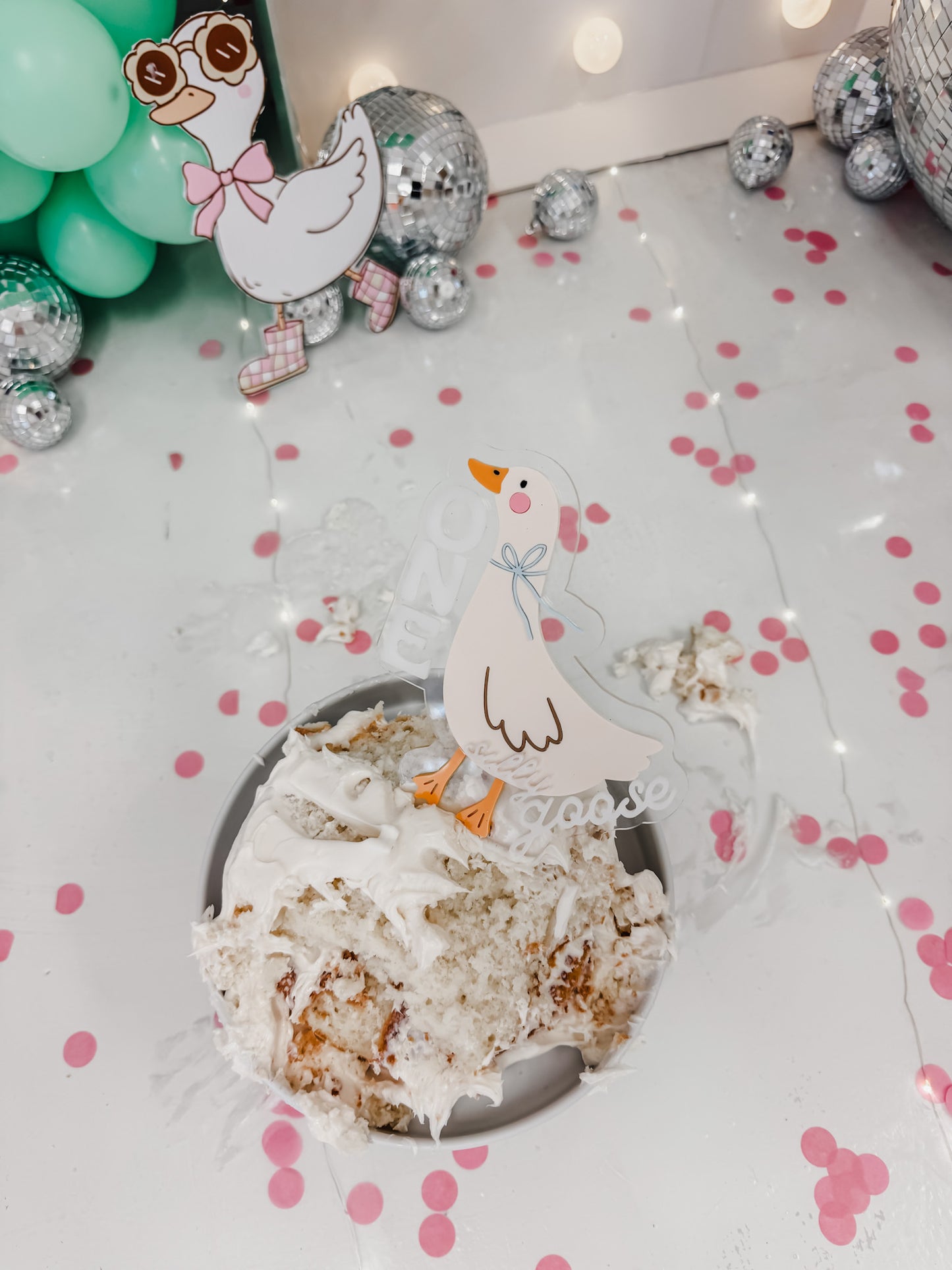 ONE silly goose - bow - Cake Topper