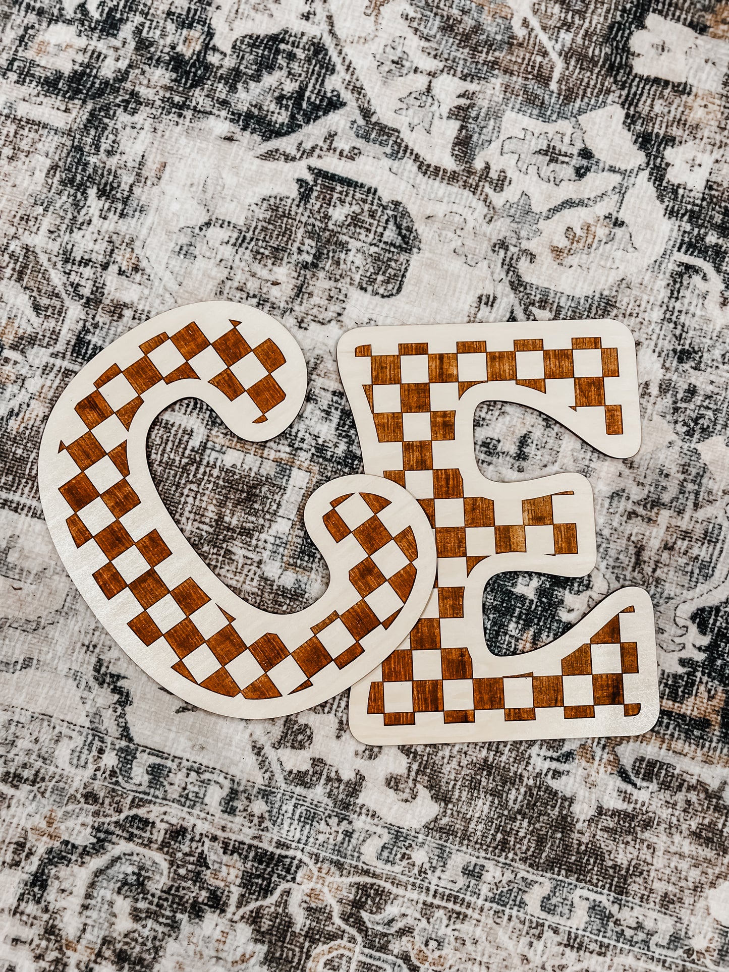 Wooden Checkerboard Letter - Sign