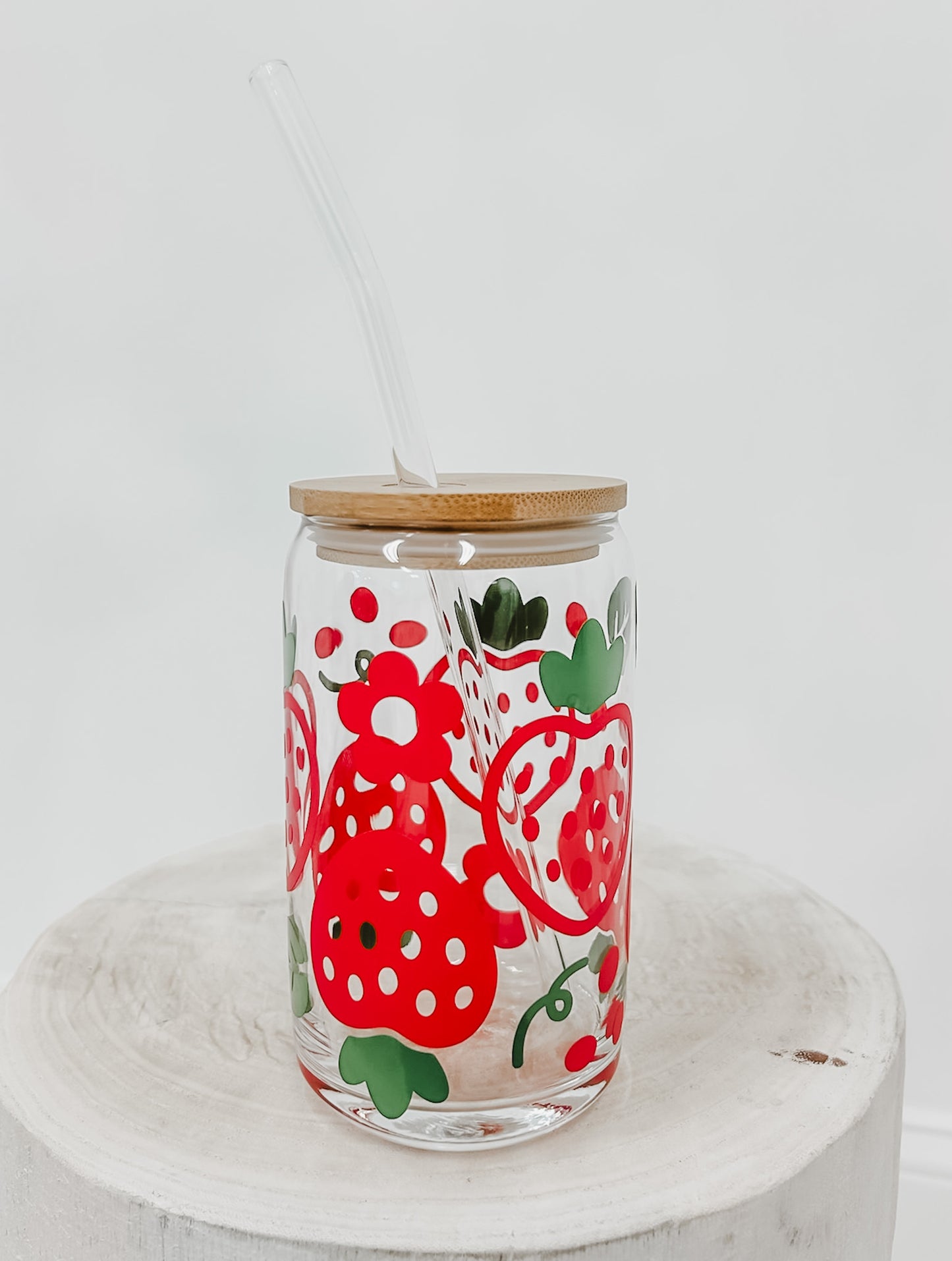 Strawberry - Glass Coffee Cup