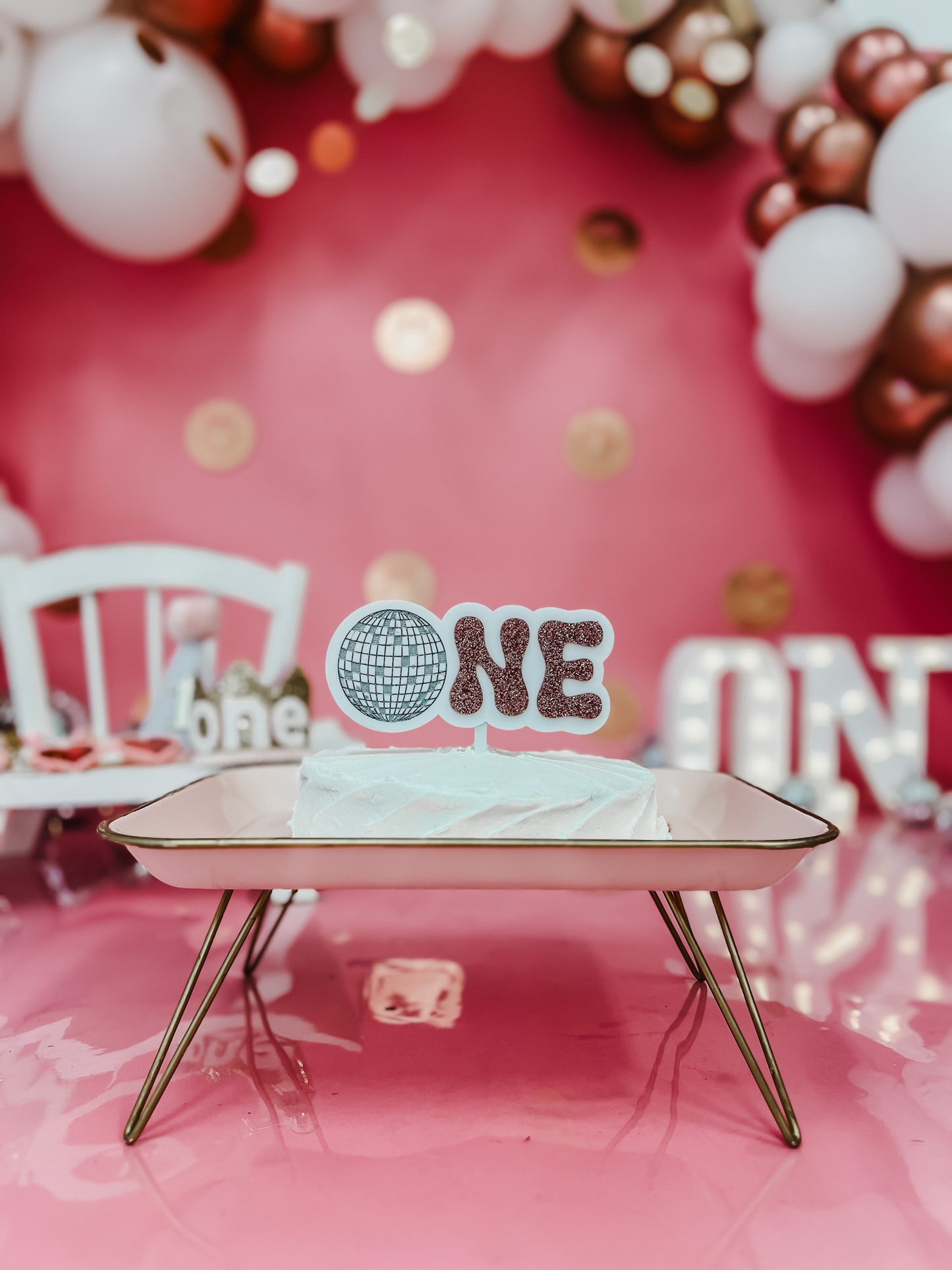 Disco Ball - ONE - Cake Topper