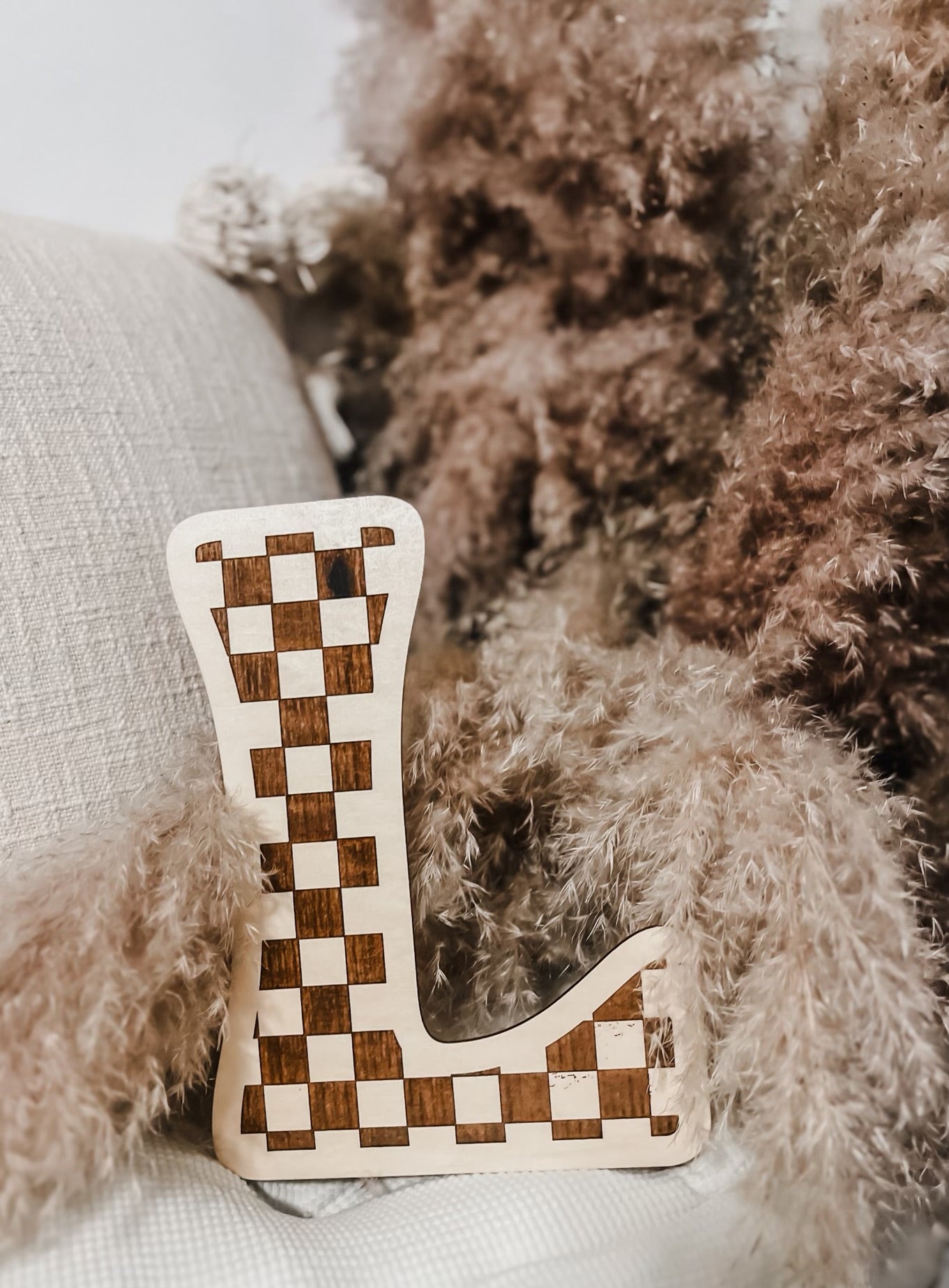 Wooden Checkerboard Letter - Sign