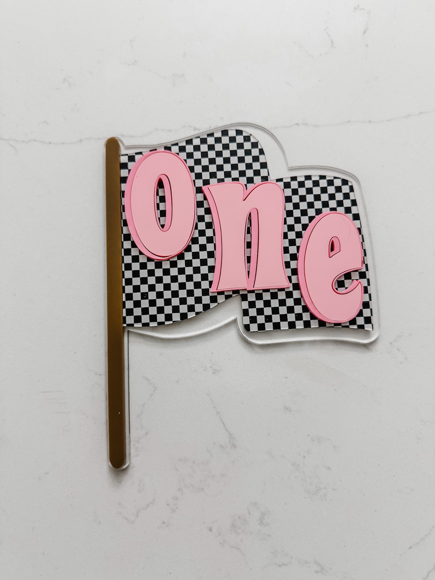 Racing Flag - ONE - Cake Topper