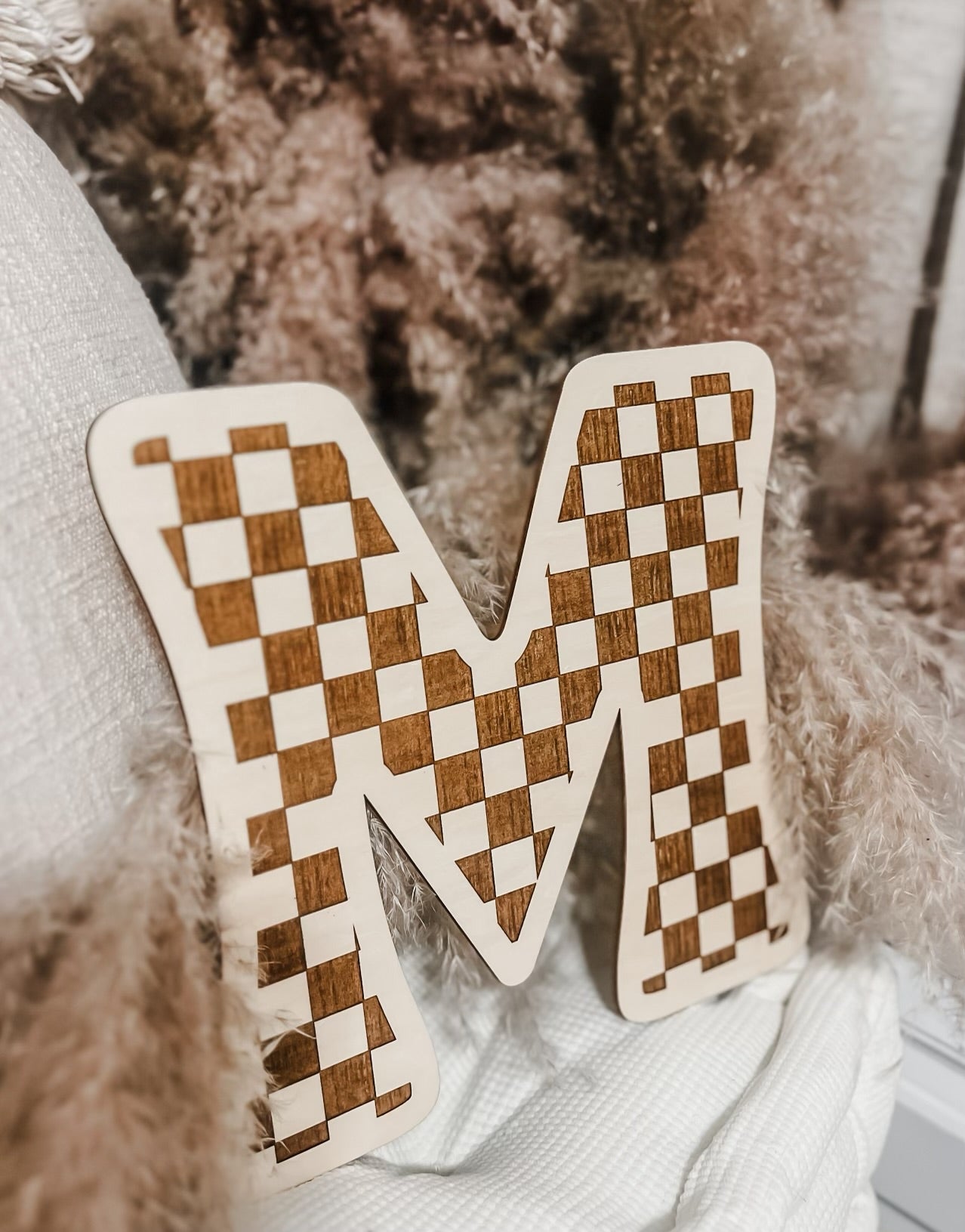 Wooden Checkerboard Letter - Sign