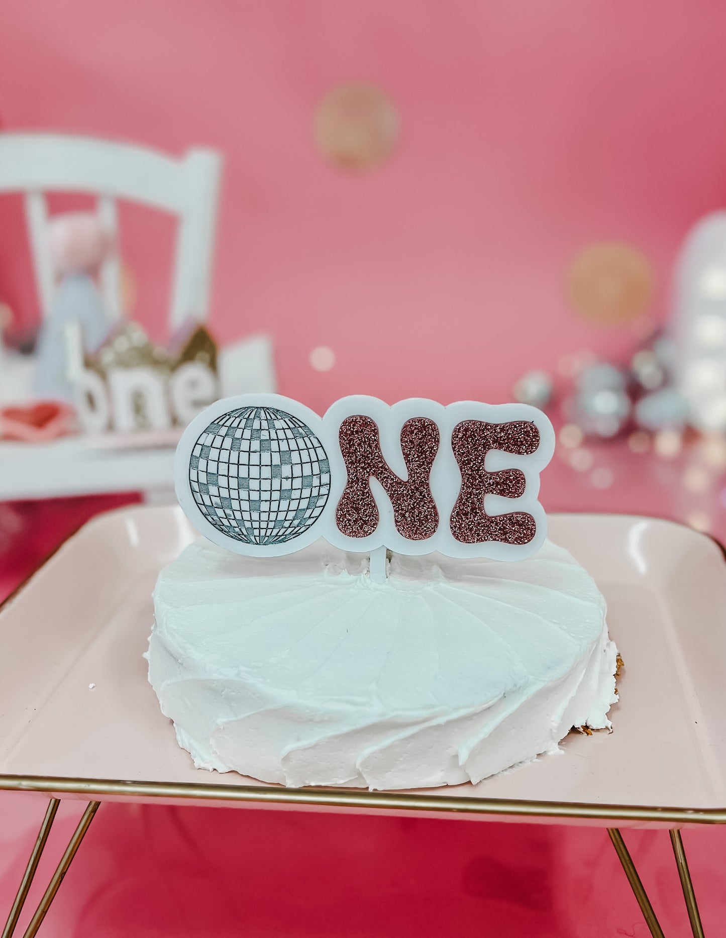 Disco Ball - ONE - Cake Topper