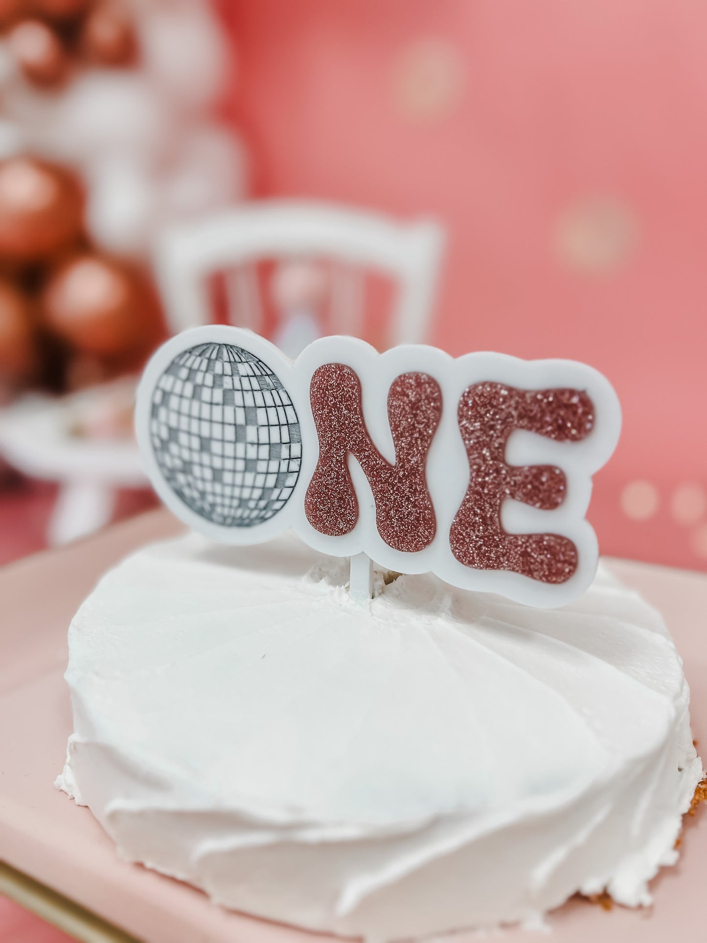 Disco Ball - ONE - Cake Topper