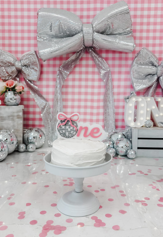 Disco Bow - One - Cake Topper