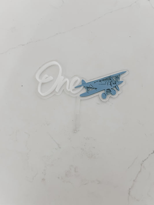 One - Airplane - Cake Topper