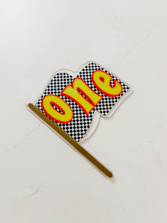 Racing Flag - ONE - Cake Topper