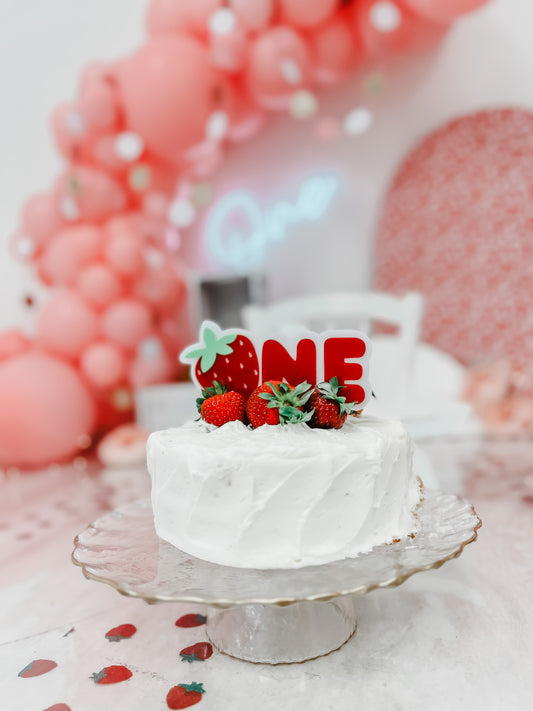 Strawberry - ONE - Cake Topper