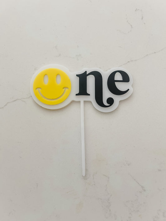 Smiley face - ONE - Cake Topper