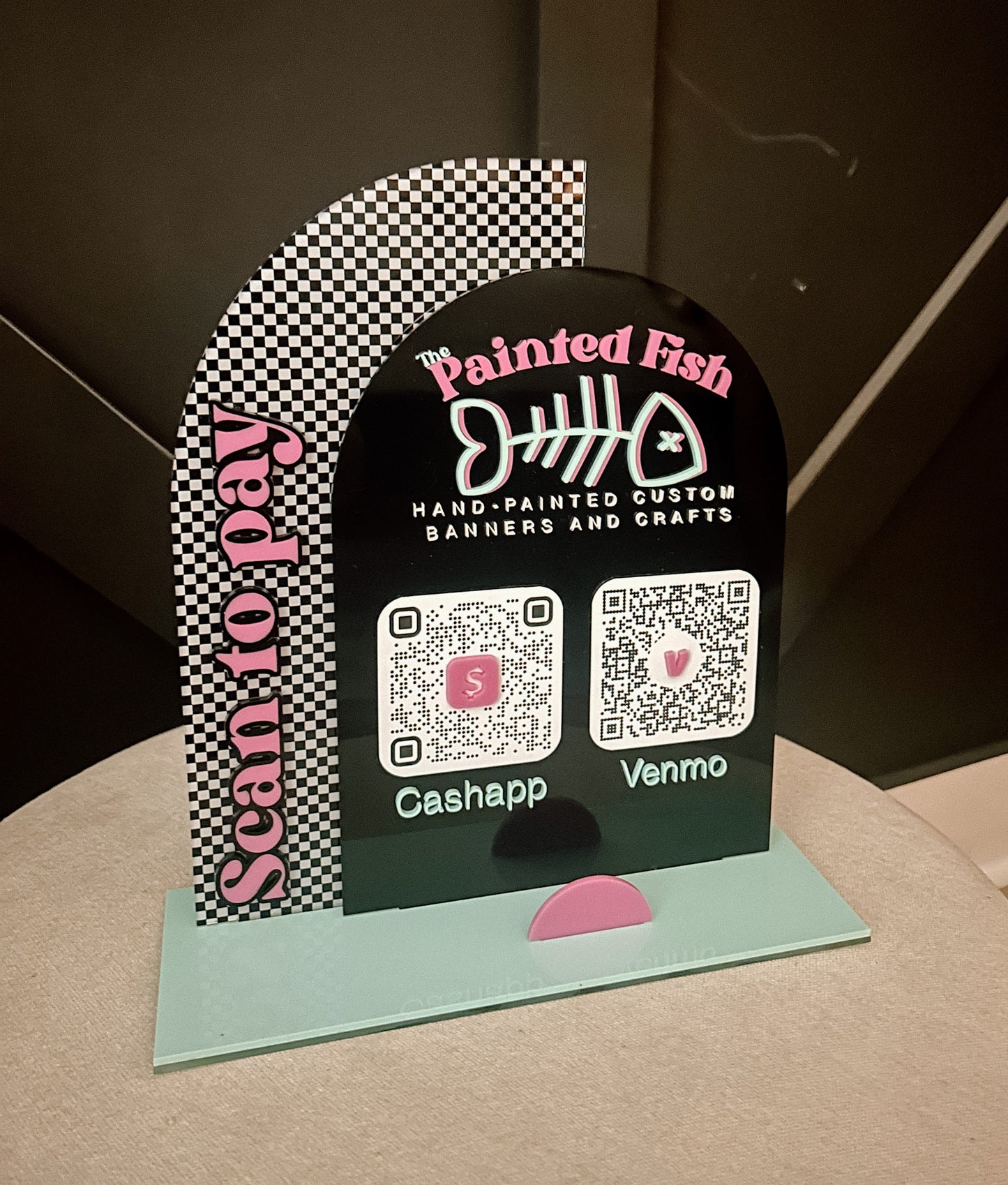 Scan to pay QR Code - Sign & Business Card Holder