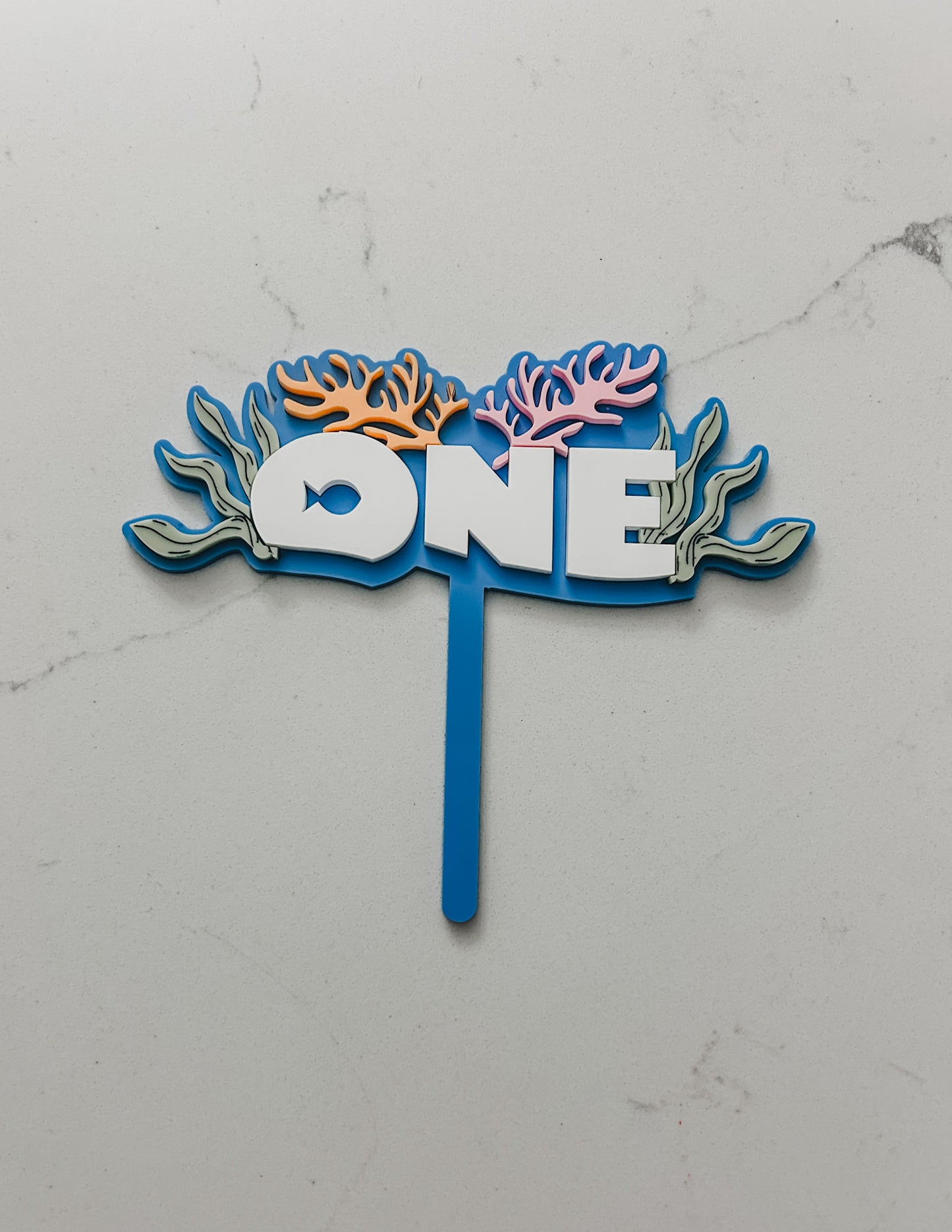 Coral - ONE - Cake Topper