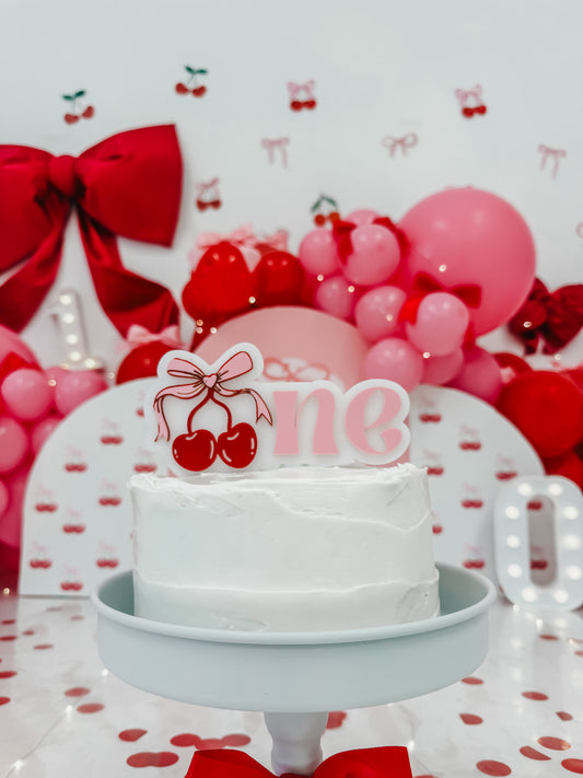 Bow Cherry - One - Cake Topper