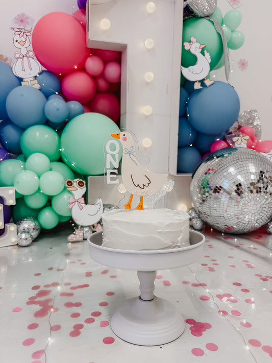 ONE silly goose - bow - Cake Topper