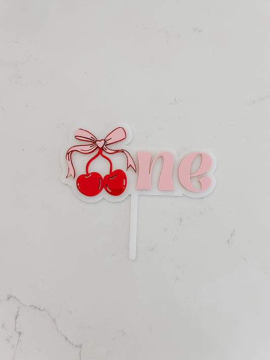 Bow Cherry - One - Cake Topper