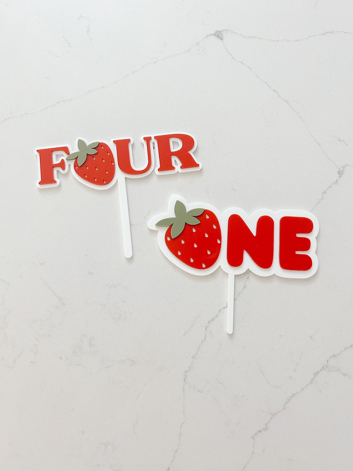 Strawberry - ONE - Cake Topper