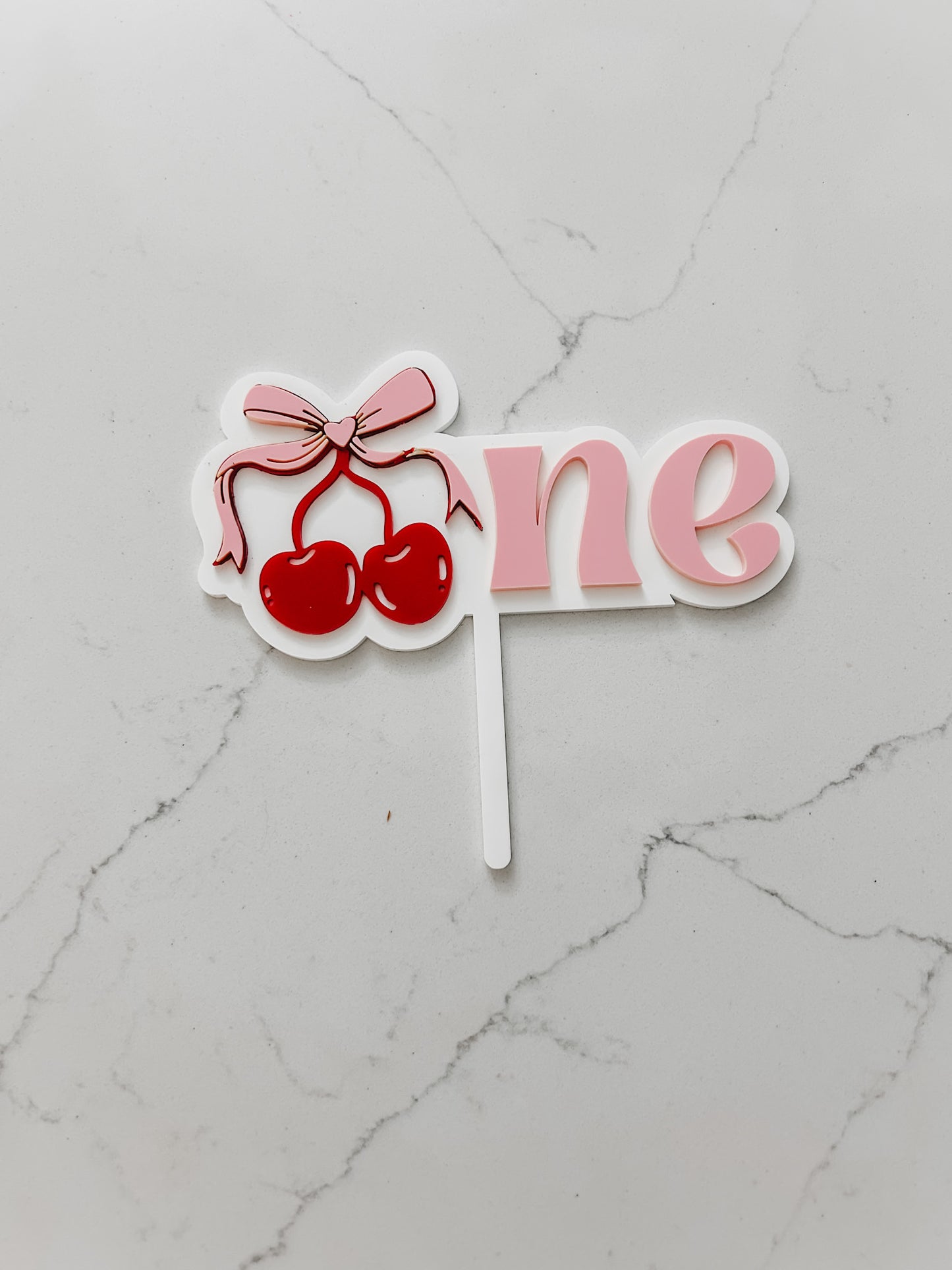 Bow Cherry - One - Cake Topper